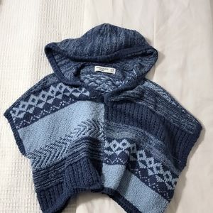 Abercrombie Kids Cropped Sweater Poncho Size 5/6 Hooded Blue